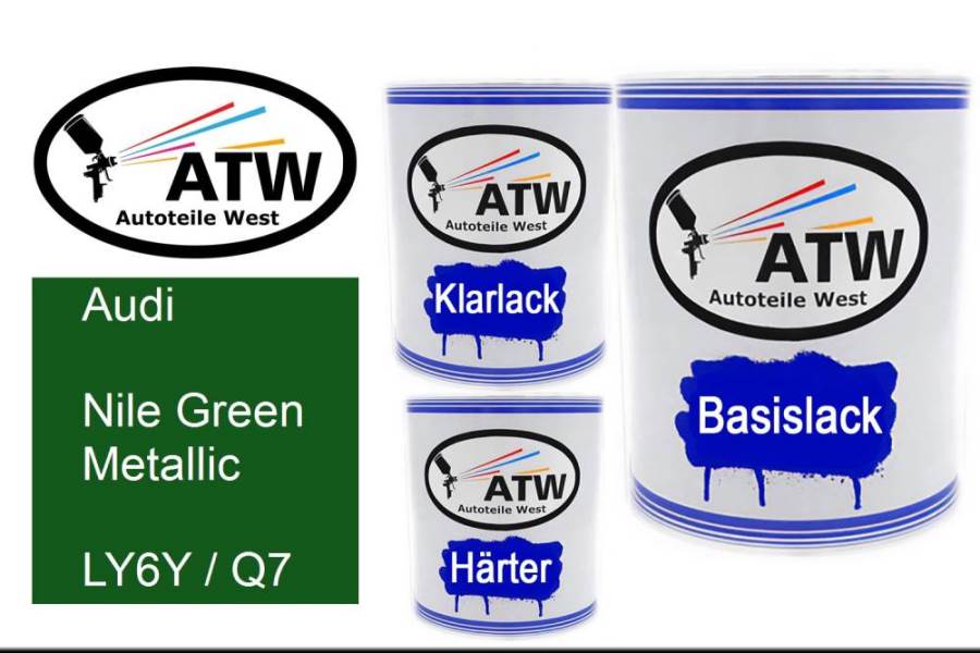 Audi, Nile Green Metallic, LY6Y / Q7: 1L Lackdose + 1L Klarlack + 500ml Härter - Set, von ATW Autoteile West.